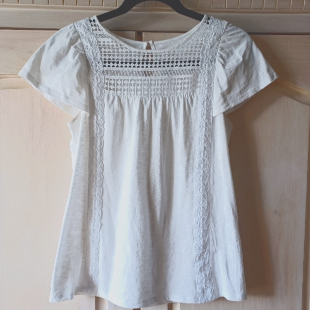 White cotton blend top